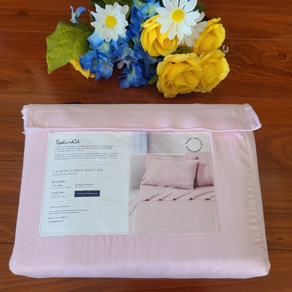 Splendid Light Pink 6pc Cal King Bed Sheet Set - Picture 3 of 4